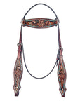American Darling Western Horse Floral Genuine Leather Headstall Tack Set
