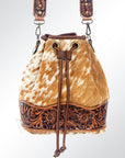 American Darling ADBG569A Bucket Hand Tooled Saddle Blanket Genuine Leather Women Bag Western Handbag Purse