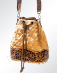 American Darling ADBG569A Bucket Hand Tooled Saddle Blanket Genuine Leather Women Bag Western Handbag Purse