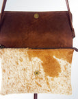 American Darling ADBG570TAW Clutch Hand Tooled Hair-On Genuine Leather Women Bag Western Handbag Purse