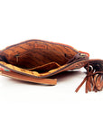 American Darling ADBG344D1 Wristlet Hand Tooled Saddle Blanket Genuine Leather Women Bag Western Handbag Purse