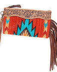 American Darling ADBG344D2 Wristlet Hand Tooled Saddle Blanket Genuine Leather Women Bag Western Handbag Purse