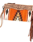 American Darling ADBG344D6 Wristlet Hand Tooled Saddle Blanket Genuine Leather Women Bag Western Handbag Purse