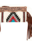 American Darling ADBG344D7 Wristlet Hand Tooled Saddle Blanket Genuine Leather Women Bag Western Handbag Purse