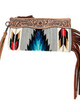 American Darling ADBG344D8 Wristlet Hand Tooled Saddle Blanket Genuine Leather Women Bag Western Handbag Purse