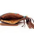 American Darling ADBG344D11 Wristlet Hand Tooled Saddle Blanket Genuine Leather Women Bag Western Handbag Purse