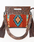 American Darling Clutch Hand Tooled Saddle Blanket Genuine Leather Women Bag Western Handbag Purse