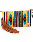 American Darling ADBG344TANDAR4 Wristlet Hand Tooled Saddle Blanket Genuine Leather Women Bag Western Handbag Purse