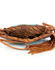 American Darling ADBG344TANDAR7 Wristlet Hand Tooled Saddle Blanket Genuine Leather Women Bag Western Handbag Purse
