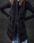 Solid Zip-Up Pocketed Puffer Vest