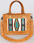 American Darling ADBG582 Tote Hand Tooled Saddle Blanket Genuine Leather Women Bag Western Handbag Purse