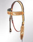 Authentic Dark Brown Leather Western Horse Headstall With Durable Fit And Comfort