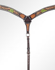 AMERICAN DARLING Western Horse Breast Collar Hand Carved Leather Dark Brown