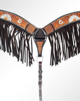 AMERICAN DARLING Western Horse Breast Collar Hand Carved American Leather Tan