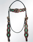 AMERICAN DARLING Western Horse Headstall Breast Collar Set American Leather