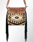 Large Crossbody Bag With Tooled Saddle Blanket Genuine Leather
