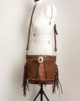American Darling ADBGI149 Bucket Hand Tooled Hair-On Genuine Leather Women Bag Western Handbag Purse