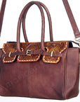 American Darling Tote Hand Tooled Hair On Genuine Leather Women Bag Western Handbag Purse