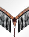 American Darling ADPAF124-BC Western Horse Floral Breast Collor Genuine Leather Tan