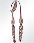 AMERICAN DARLING Western Horse One Ear Headstall Breast Collar Set Leather
