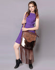 American Darling Cross Body Hand Tooled Hair On Genuine Leather Women Bag Western Handbag Purse