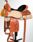 Comfytack Western Horse Ranch Roping Cowboy Saddle American Leather Tack Set Tan
