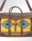 American Darling ADBG516 Duffel Hand Tooled Saddle Blanket Genuine Leather Women Bag Western Handbag Purse