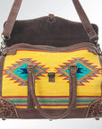 American Darling ADBG516 Duffel Hand Tooled Saddle Blanket Genuine Leather Women Bag Western Handbag Purse