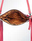 American Darling Western Small Crossbody Bag – Genuine Hair-On Cowhide Leather with Fringes, Adjustable Strap, Handcrafted in Texas