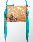 American Darling Western Small Crossbody Bag – Genuine Hair-On Cowhide Leather with Fringes, Adjustable Strap, Handcrafted in Texas