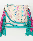 American Darling Western Small Crossbody Bag – Genuine Hair-On Cowhide Leather with Fringes, Adjustable Strap, Handcrafted in Texas