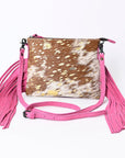 American Darling Western Small Crossbody Bag – Genuine Hair-On Cowhide Leather with Fringes, Adjustable Strap, Handcrafted in Texas