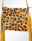 American Darling Western Small Crossbody Bag – Genuine Hair-On Cowhide Leather with Fringes, Adjustable Strap, Handcrafted in Texas