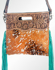 American Darling Clutch Hand Tooled Saddle Blanket Fabric Genuine Leather Western Women Bag Handbag Purse | Purses for Cute