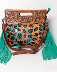American Darling Clutch Hand Tooled Saddle Blanket Fabric Genuine Leather Western Women Bag Handbag Purse | Purses for Cute