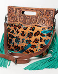 American Darling Clutch Hand Tooled Saddle Blanket Fabric Genuine Leather Western Women Bag Handbag Purse | Purses for Cute
