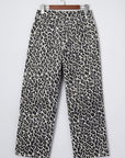 Leopard High Waist Barrel Leg Jeans