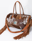 American Darling ADBG608 Duffel Hand Tooled Hair On Genuine Leather Women Bag Western Handbag Purse