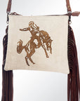 American Darling Western Small Crossbody Bag – Genuine Hair-On Cowhide Leather with Fringes, Adjustable Strap, Handcrafted in Texas