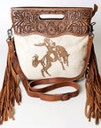 American Darling Clutch Hand Tooled Saddle Blanket Fabric Genuine Leather Western Women Bag Handbag Purse | Purses for Cute