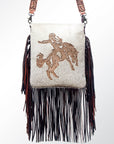 American Darling Messenger Hand Tooled Hair On Genuine Leather Western Women Bag Handbag Purse | Cute