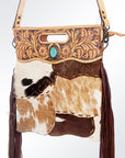 American Darling ADBG612C Clutch Hand Tooled Hair On Genuine Leather Women Bag Western Handbag Purse