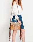 American Darling ADBGD118 Envelope Hand Tooled Hair-On Genuine Leather Women Bag Western Handbag Purse