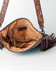 American Darling SIGNATURE CROSSBODY Hand Tooled Upcycled Wool Genuine Leather women bag western handbag purse