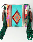 American Darling SIGNATURE CROSSBODY Hand Tooled Upcycled Wool Genuine Leather women bag western handbag purse