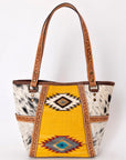 American Darling ADBG617B Tote Hair-On Saddle Blanket Genuine Leather Women Bag Western Handbag Purse