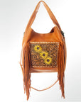 American Darling Hobo Bag Hand Tooled Floral Carved Genuine Leather Western Purse with Buck Stitched Trim & YKK Zipper