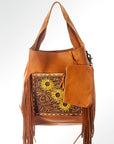 American Darling Hobo Bag Hand Tooled Floral Carved Genuine Leather Western Purse with Buck Stitched Trim & YKK Zipper