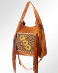 American Darling Hobo Bag Hand Tooled Floral Carved Genuine Leather Western Purse with Buck Stitched Trim & YKK Zipper