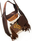 American Darling Hobo Bag Hand Tooled Floral Carved Genuine Leather Western Purse with Buck Stitched Trim & YKK Zipper